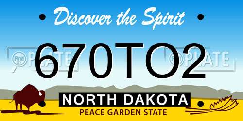 670TO2 North Dakota License Plate