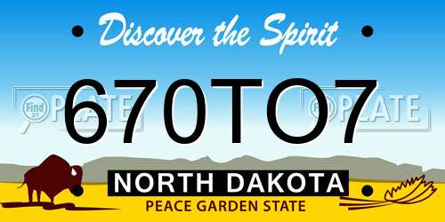 670TO7 North Dakota License Plate