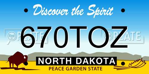 670TOZ North Dakota License Plate