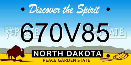 670V85 North Dakota License Plate