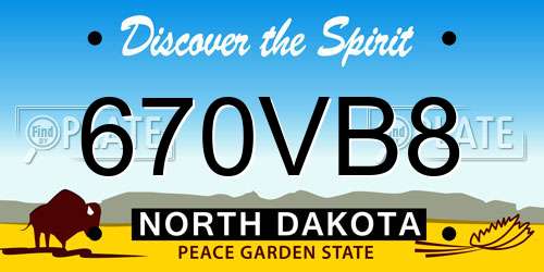 670VB8 North Dakota License Plate