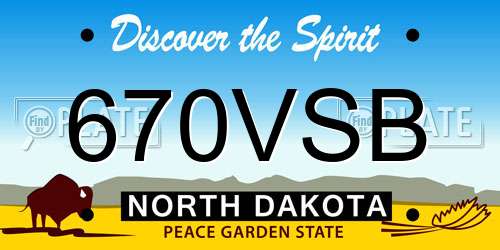 670VSB North Dakota License Plate