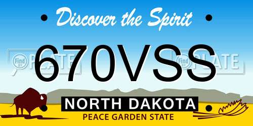 670VSS North Dakota License Plate