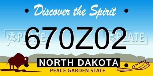 670Z02 North Dakota License Plate