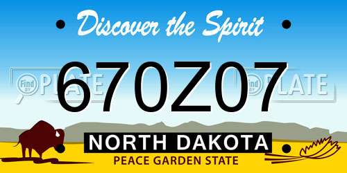 670Z07 North Dakota License Plate