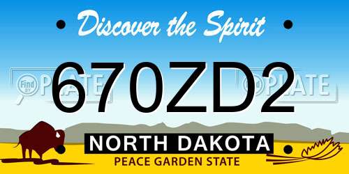 670ZD2 North Dakota License Plate