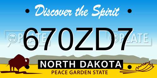 670ZD7 North Dakota License Plate