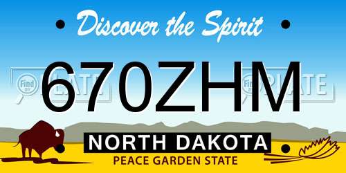 670ZHM North Dakota License Plate