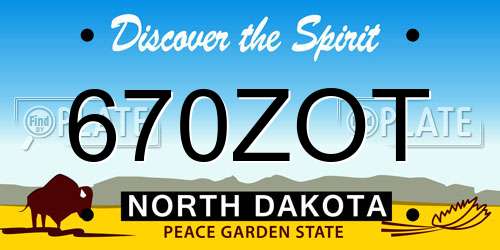 670ZOT North Dakota License Plate