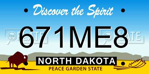 671ME8 North Dakota License Plate