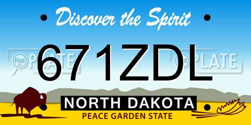 671ZDL North Dakota License Plate
