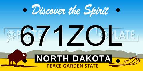 671ZOL North Dakota License Plate