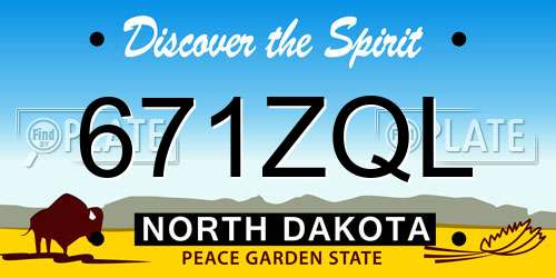 671ZQL North Dakota License Plate