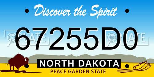 67255D0 North Dakota License Plate