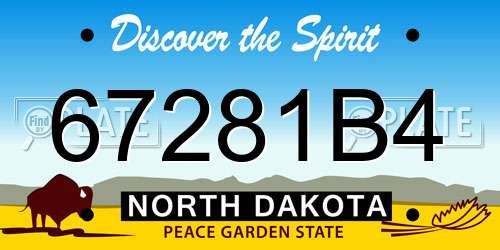 67281B4 North Dakota License Plate