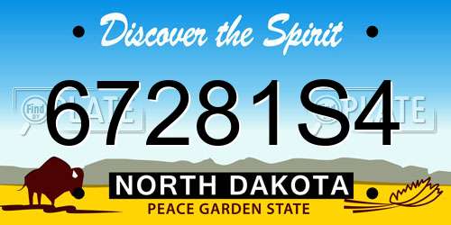67281S4 North Dakota License Plate