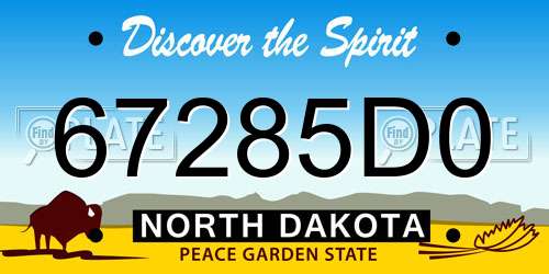 67285D0 North Dakota License Plate