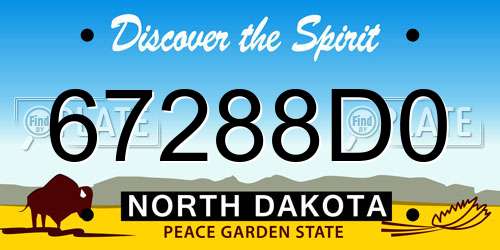 67288D0 North Dakota License Plate