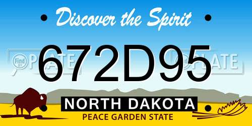 672D95 North Dakota License Plate