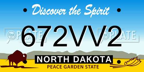 672VV2 North Dakota License Plate