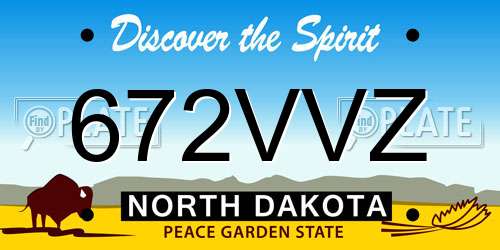 672VVZ North Dakota License Plate