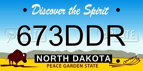 673DDR North Dakota License Plate