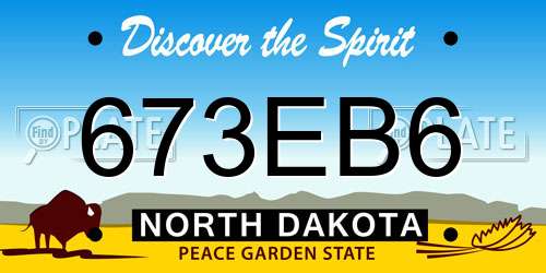 673EB6 North Dakota License Plate