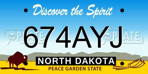 674AYJ North Dakota License Plate