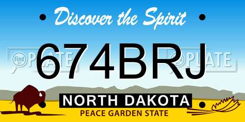 674BRJ North Dakota License Plate