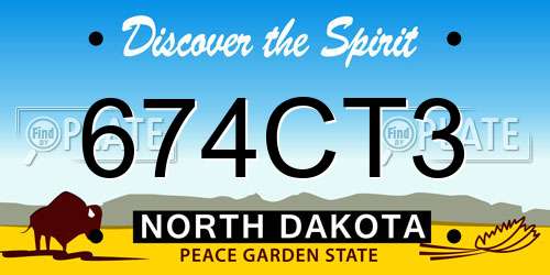 674CT3 North Dakota License Plate