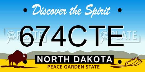674CTE North Dakota License Plate