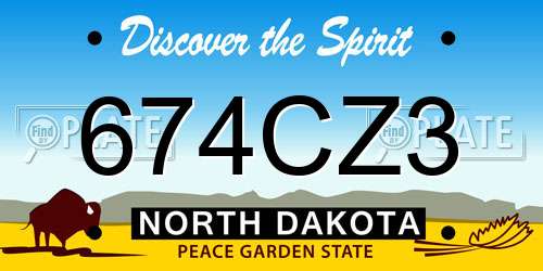 674CZ3 North Dakota License Plate