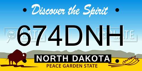 674DNH North Dakota License Plate