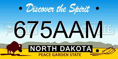 675AAM North Dakota License Plate