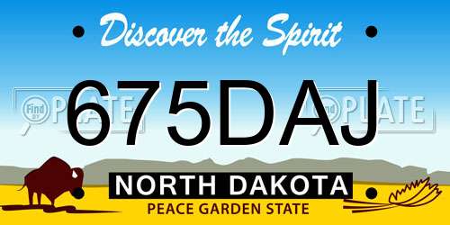 675DAJ North Dakota License Plate