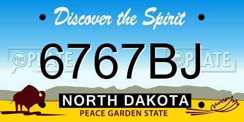 6767BJ North Dakota License Plate