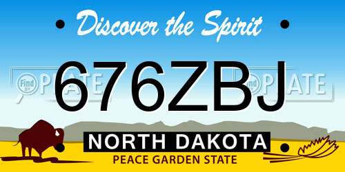 676ZBJ North Dakota License Plate
