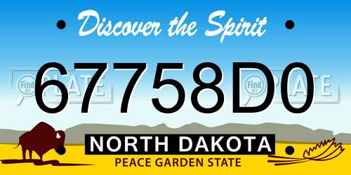 67758D0 North Dakota License Plate