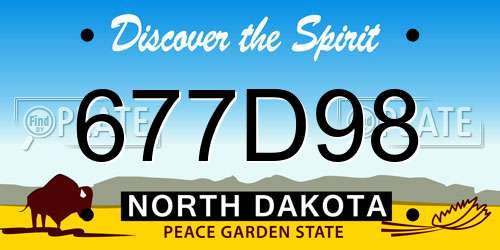 677D98 North Dakota License Plate
