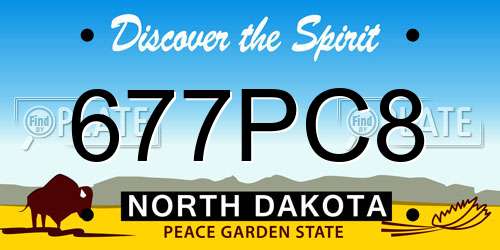 677PC8 North Dakota License Plate