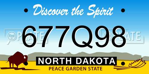 677Q98 North Dakota License Plate