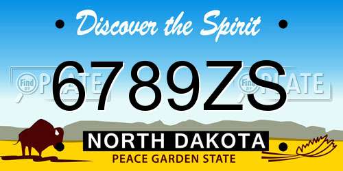 6789ZS North Dakota License Plate