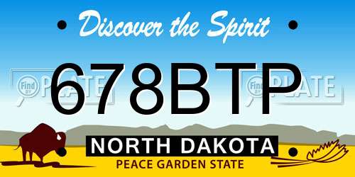 678BTP North Dakota License Plate