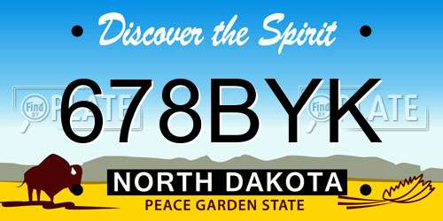678BYK North Dakota License Plate