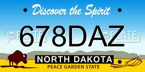 678DAZ North Dakota License Plate