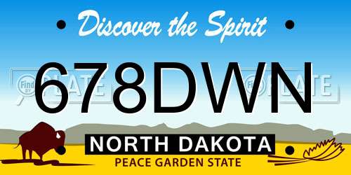 678DWN North Dakota License Plate