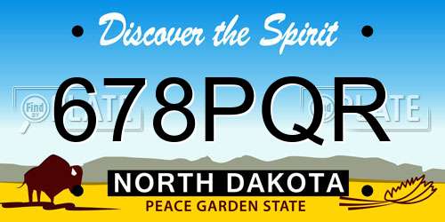 678PQR North Dakota License Plate