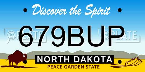 679BUP North Dakota License Plate