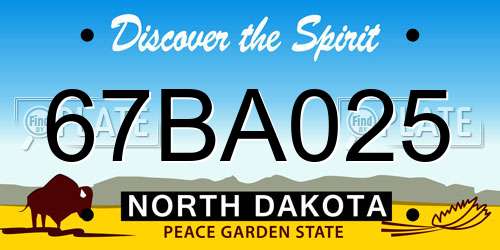67BA025 North Dakota License Plate