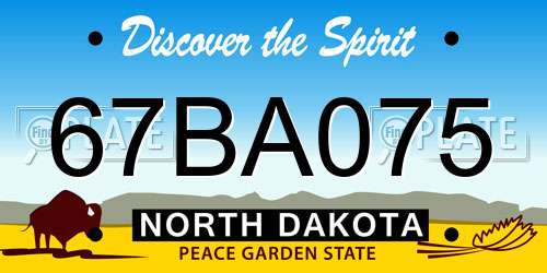 67BA075 North Dakota License Plate